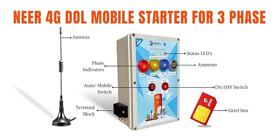 NEER 4G Mobile DOL Starter For Pumps, For 3 Phase 1-7HP motor pumps