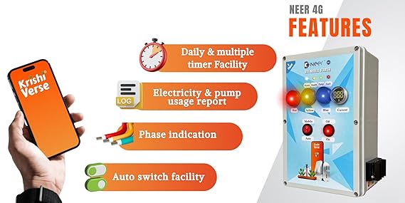 NEER 4G Mobile DOL Starter For Pumps, For 3 Phase 1-7HP motor pumps