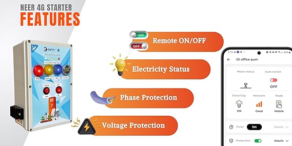 NEER 4G Mobile DOL Starter For Pumps, For 3 Phase 1-7HP motor pumps