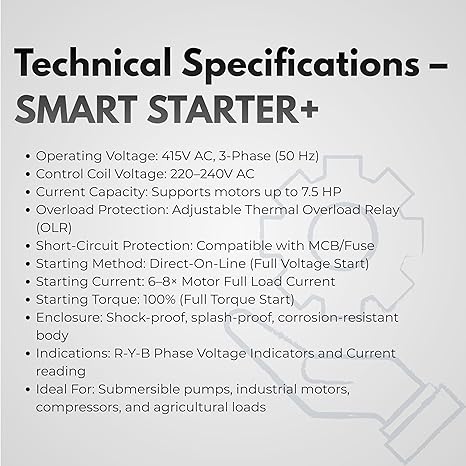 NEER 3-Phase DOL Smart Starter Plus (1–7.5 HP) | Metal Body