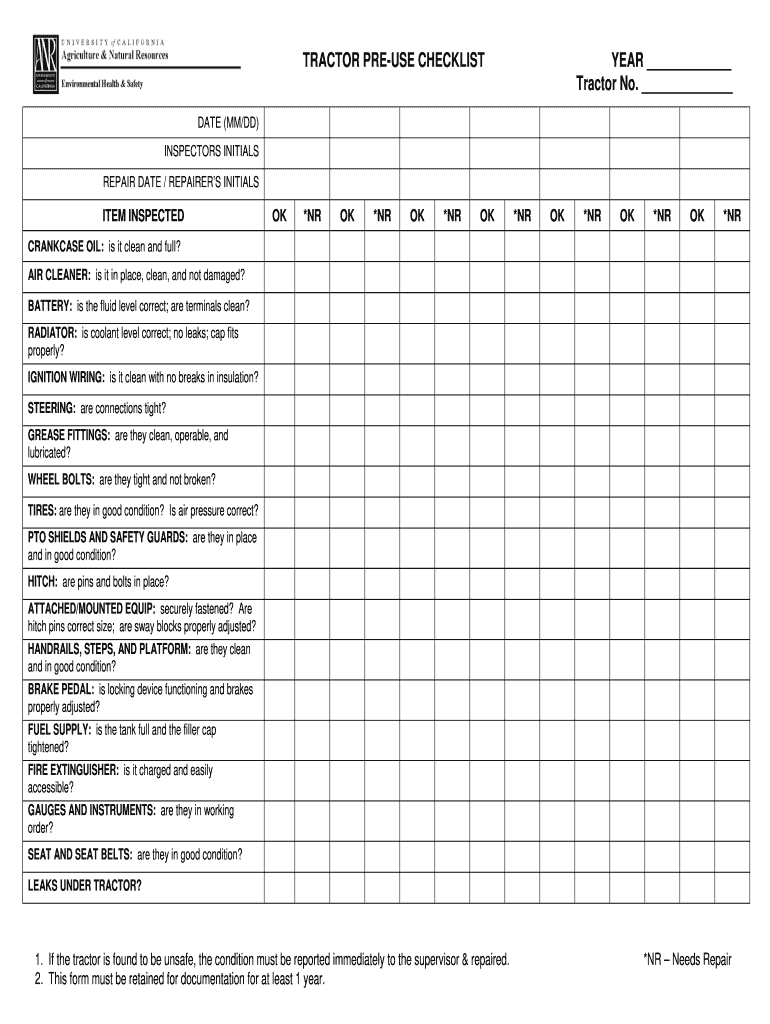 tractor maintenance checklist 2026 farmer field