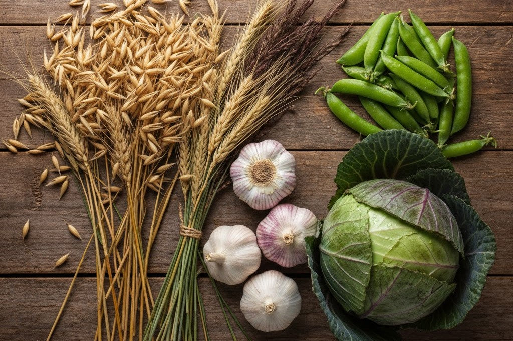Top cold-resistant crops for winter: oats, barley, rye, garlic, peas ...