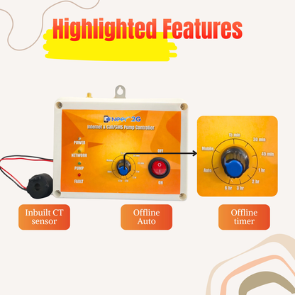 नीर लाइट इंटरनेट पंप नियंत्रक, कृषिवर्स मोबाइल ऐप ब्रांड का उपयोग करके कहीं से भी, कभी भी अपने पंप को नियंत्रित करें: ऑरानोस रोबोटिक्स