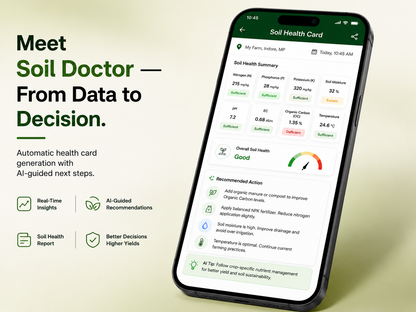 Dhara Soil Parameter Sensor – AI Soil Doctor App, 8-in-1 NPK+pH+Moisture Testing, Instant Field Results