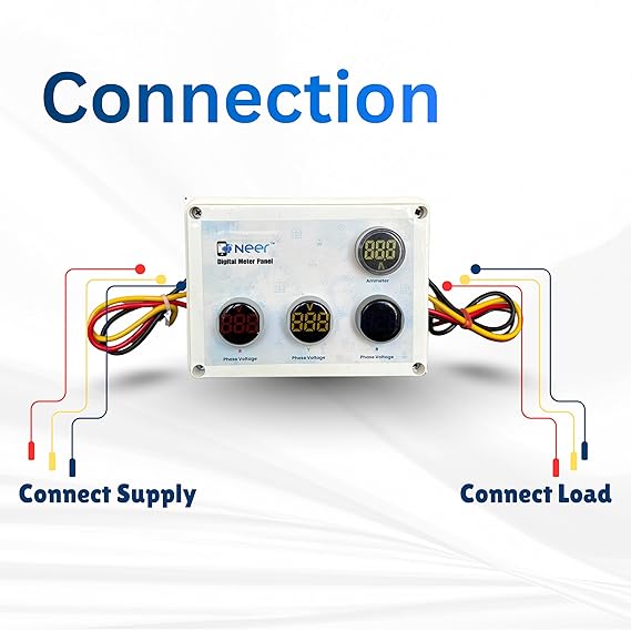NEER 3-Phase Digital Meter Panel — 3 × Voltmeter (R/Y/B)