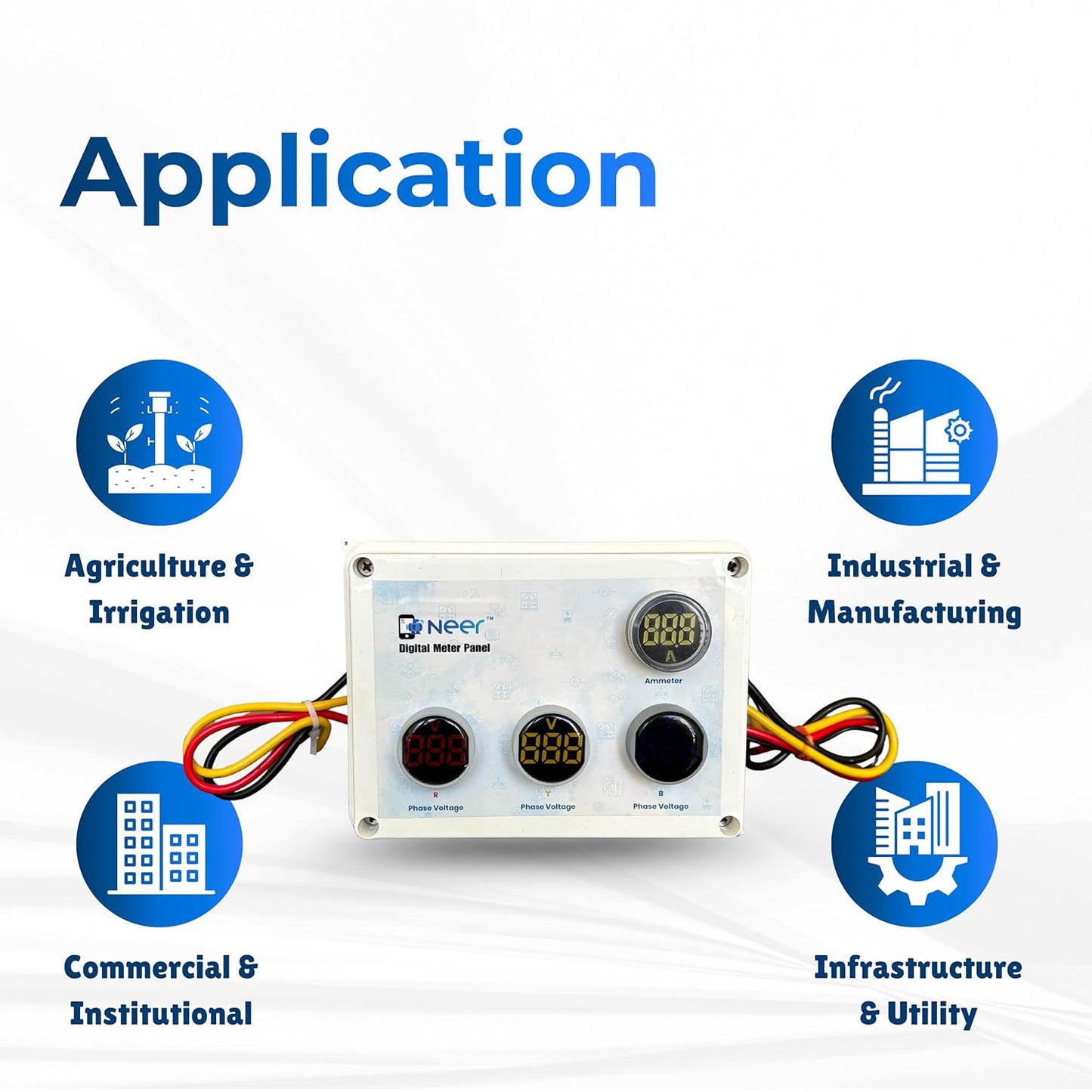 NEER 3-Phase Digital Meter Panel — 3 × Voltmeter (R/Y/B)