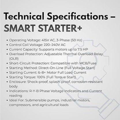 NEER 3-Phase DOL Smart Starter Plus (1–7.5 HP) | Metal Body