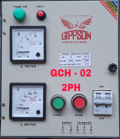 Gippson GCH-02-2PH Two Phase Analogue Pump Control Panel with 2 Pole Contactor & 2 Pole MCB