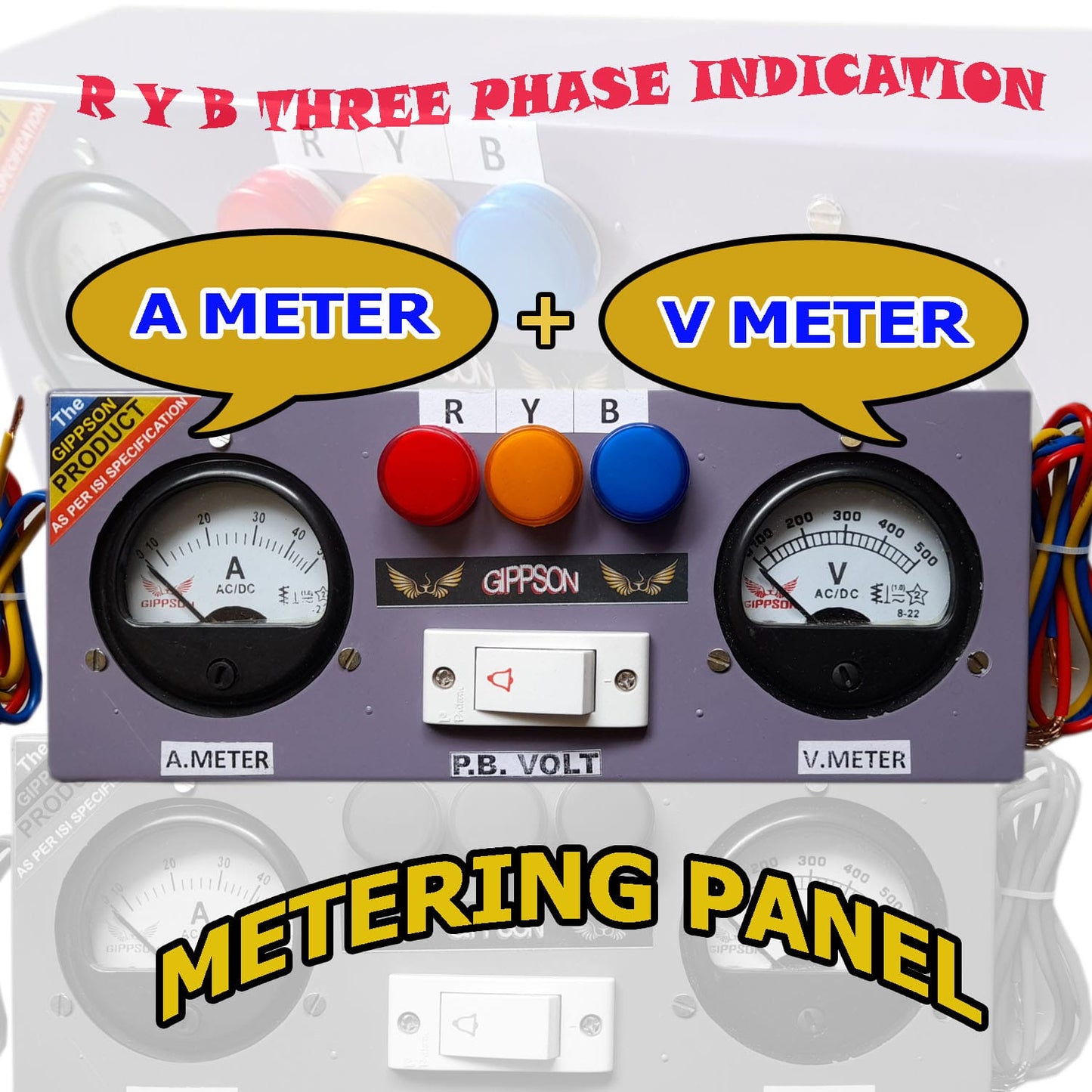 Gippson Purple Metering Panel, AMP METER + VOLT METER combo