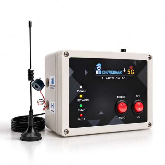 Chowkidaar+ 5G/4G AI Auto-Switch (2026) | Motor Starter Remote Control by App | No SIM, No Recharge Required | Drip & Sprinkler Irrigation System | 1 Year Warranty