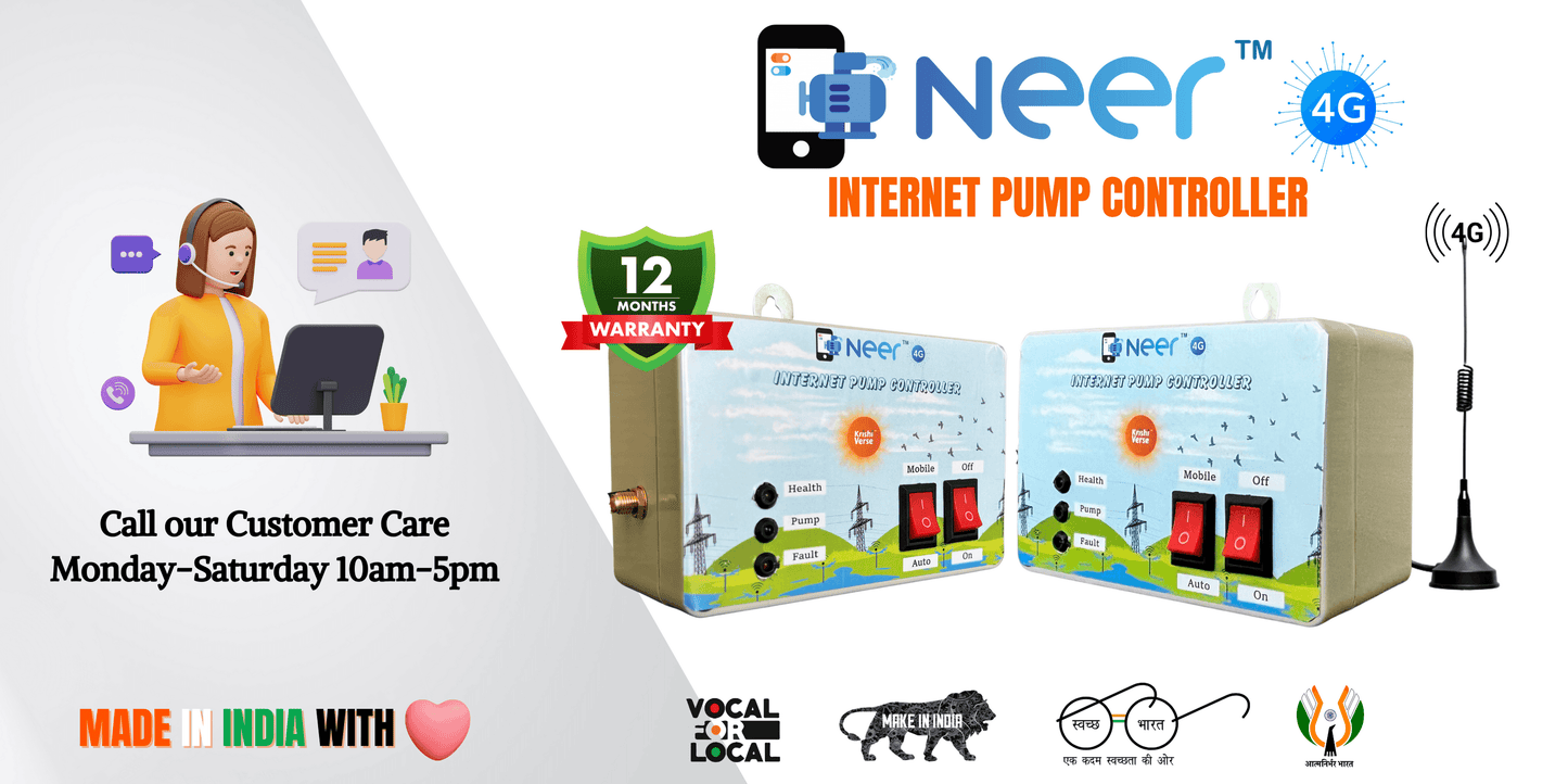 NEER 4G Ultra Mobile GSM Internet Pump Starter Controller, for 1 & 3 Phase Irrigation Motor Pumps - krishiverse