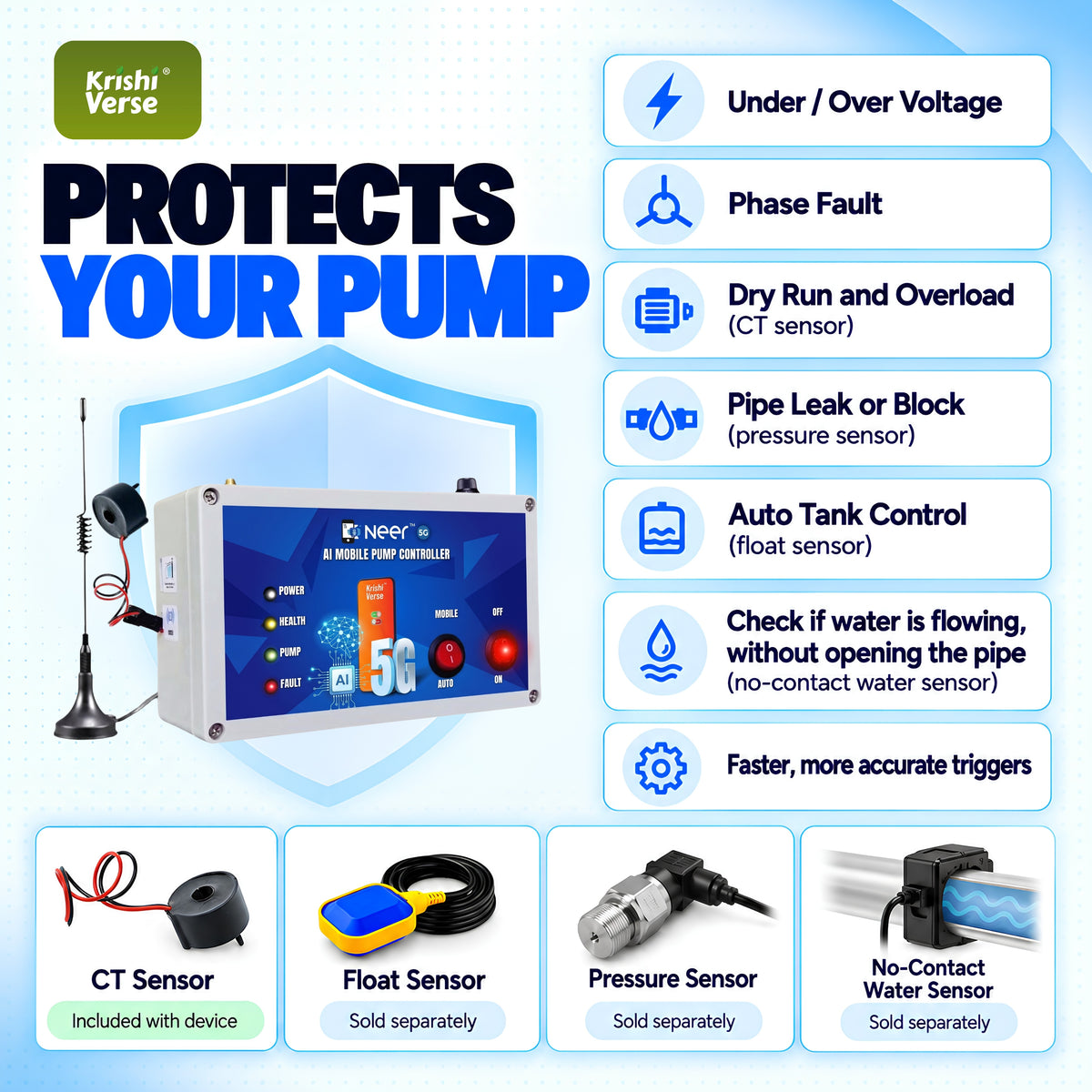 NEER+ AI pump protection and sensors
